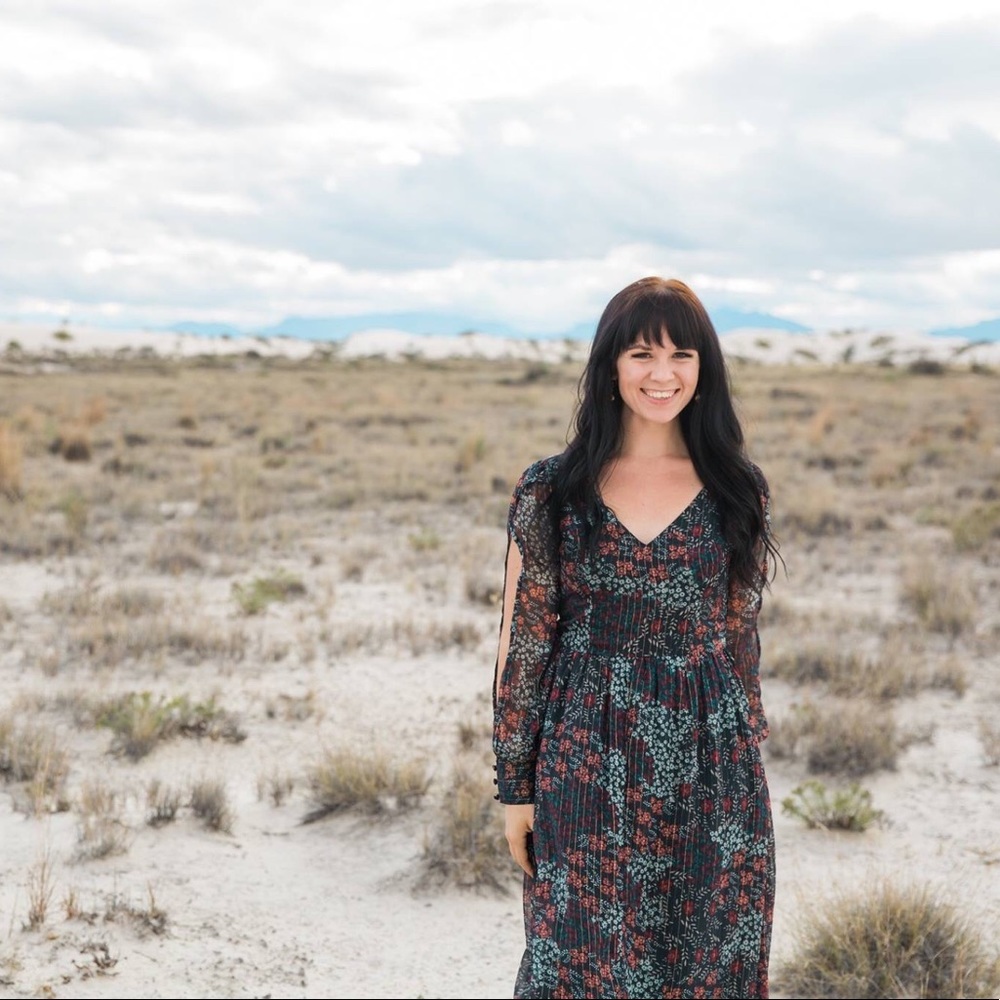Navy Floral Dress w/ Gold Foil ModCloth